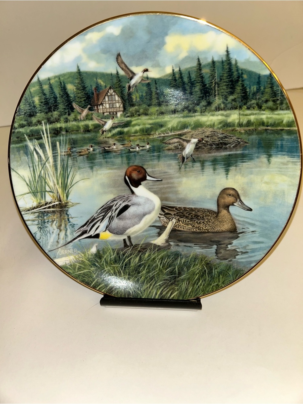 Knowles White 'The Pintail' Collector Plate Backstamp Vintage 1986